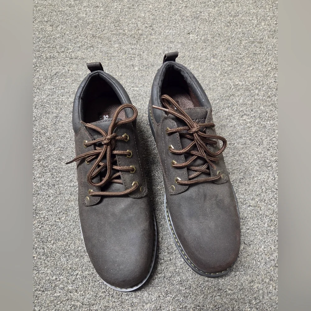 Men's Brown Sketchers Leather Upper Casual Shoes In Size 11